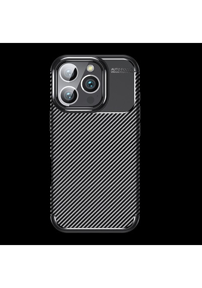 Apple iPhone Uyumlu 16 Pro Max Kılıf Karbon Görünümlü Silikon Kamera Korumalı Üstün Koruma Pazarplus Siyah