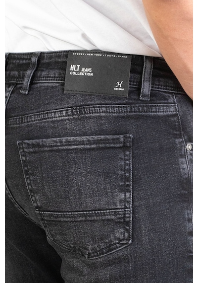 Erkek Taşlamalı Siyah Slim Fit Esnek Likralı Denim Jeans Kot Pan (524238360) Siyah