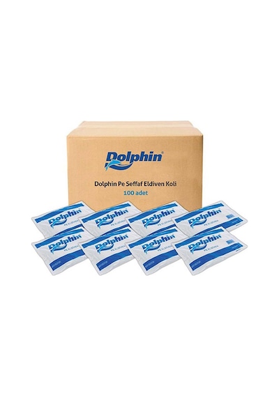 Dolphin PE İş Temizlik Tek Kullanımlık Şeffaf Eldiven / Büyük Boy / 100 Adetlik 100 Paket - Koli