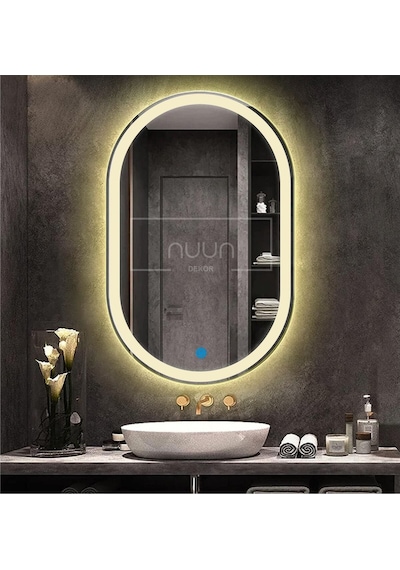 Nuun Dekor 90x60 Dokunmatik Gün Işığı Ledli Oval Ayna Dimmer Şeffaf