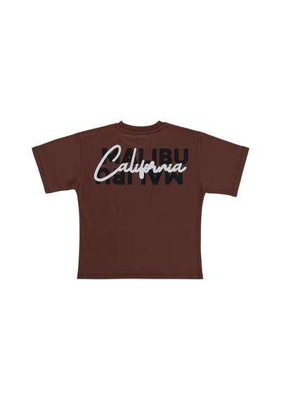 Civil Boys California Malıbu Baskılı 6-9 Yaş Tişört - Turuncu Kiremit