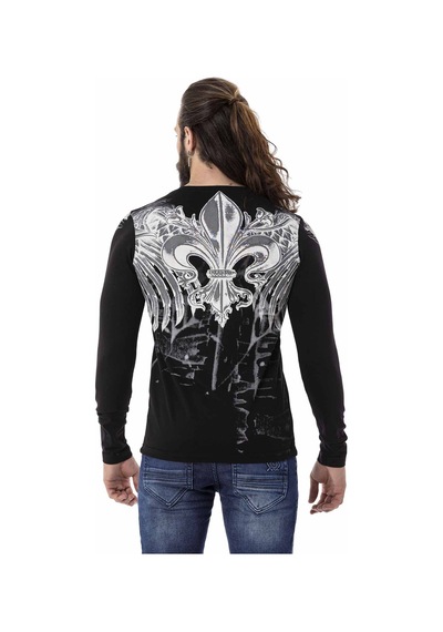 Cipo & Baxx CL516 Royal Desenli Siyah İnce Sweatshirt Siyah