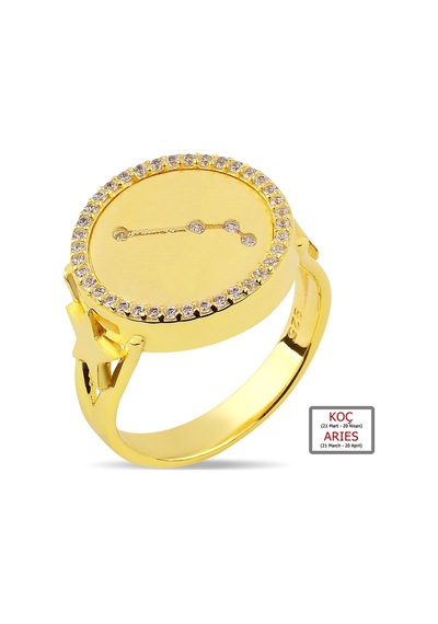 Kuyumcudukkanı Zirkontaşlı"koç Burcu"yüzük-10433-g-arıes 12 Gold