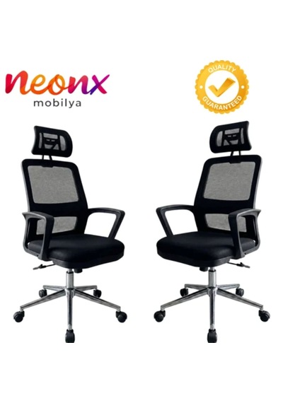 Neonx Belinay Başlıklı Çalışma Koltuğu Ofis Koltuğu Ergonomik Çalışma Koltuğu Siyah