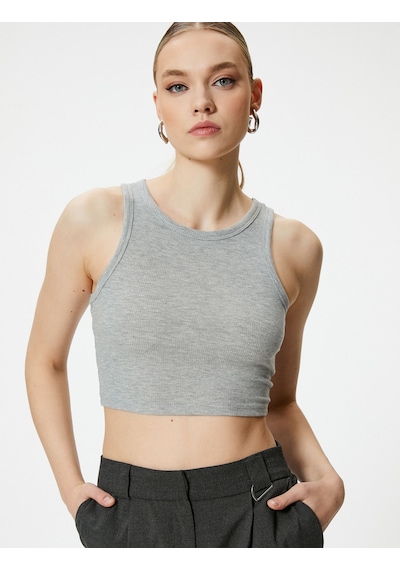 Koton Crop Atlet Ribanalı Bisiklet Yaka Gri 4sak10011ek 4SAK10011EK031 Koton Crop Atlet Ribanalı Bisiklet Yaka Gri 4sak10011ek 4SAK10011EK031