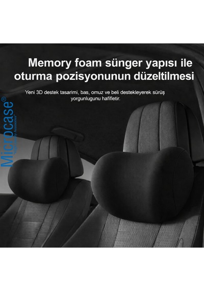 Microcase Ortopedik Memory Foam Nefes Alabilen Kumaş Oto Koltuk Kafa Destek Minderi Al5522