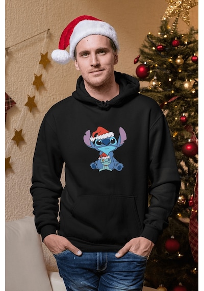 Stitch Yılbaşı Kapşonlu Sweatshirt 001