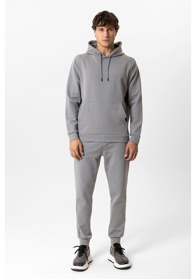 Backandbond Gri Regular Fit Pamuklu Kapüşonlu Kanguru Sweatshirt