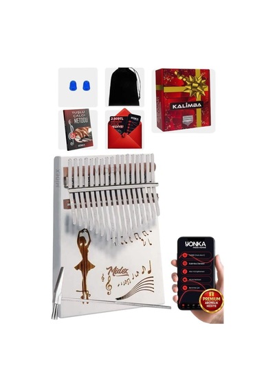 Midex Klx-540 Beyaz Renk Gerçek Ağaç Kalimba 17 Tuşlu Full Set