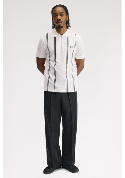 Fred Perry M2419 Vertical Stripe Erkek Polo Tişört Beyaz