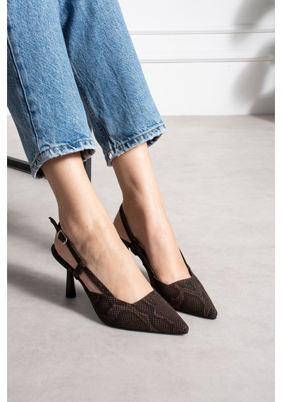 Dabab Shoes Snape Kadın Acı Kahve Yılan Desenli Sivri Burun 7 Cm Topuklu Slingback Ayakkabı Kahverengi Dabab Shoes Snape Kadın Acı Kahve Yılan Desenli Sivri Burun 7 Cm Topuklu Slingback Ayakkabı Kahverengi