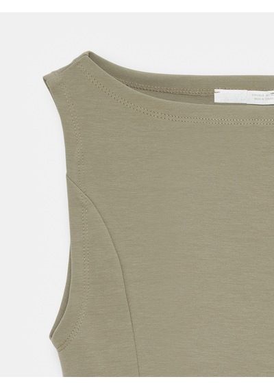 Dilvin 21001 Kayık Yaka Peplum Top-açık Haki
