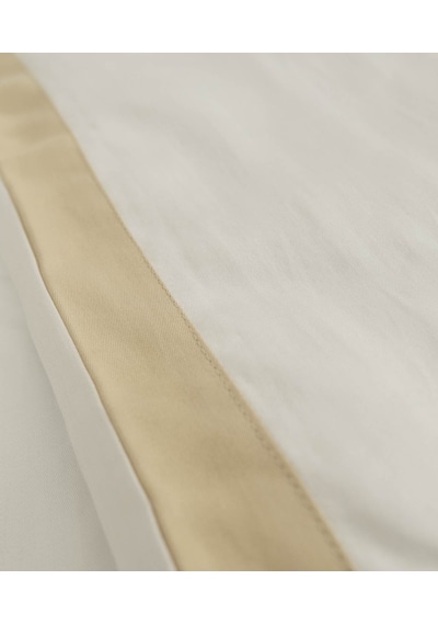 Koza Home Glow Tencel Saten Çift Kişilik Optik Beyaz Gold Biye Nevresim Tak Beyaz - Bej