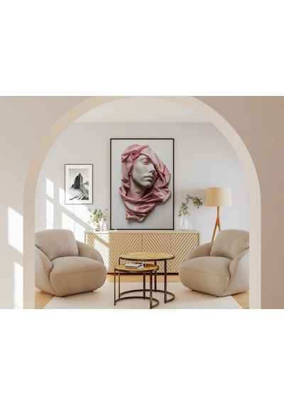 Pembe Eşarplı Kadın Poster
