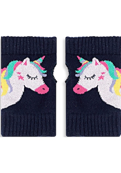 Denokids Unicorn Kız Çocuk Parmaksız Eldiven Çok Renkli