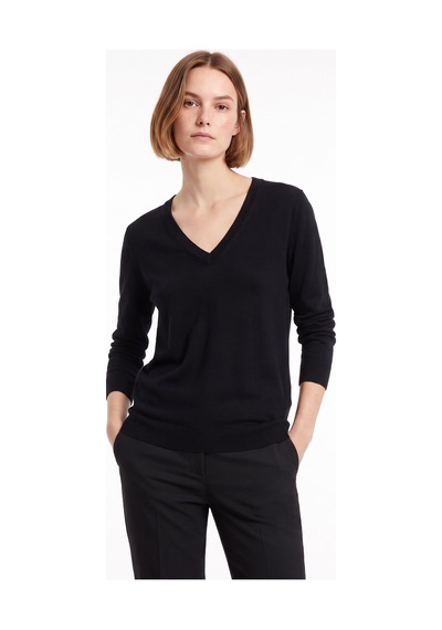 Limon Siyah Kadın V Yaka Slim Fit Kazak Ml5wl-kzk9009
