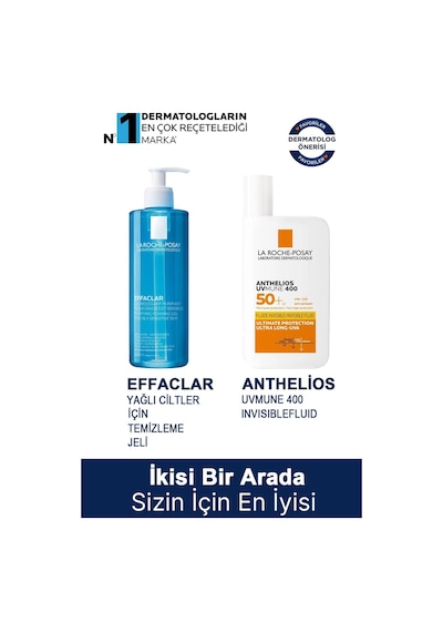 La Roche Posay Anthelios Uvmune 400 Invisible Fluid SPF50+ 50 ML + Effaclar Gel 400 ML La Roche Posay Anthelios Uvmune 400 Invisible Fluid SPF50+ 50 ML + Effaclar Gel 400 ML