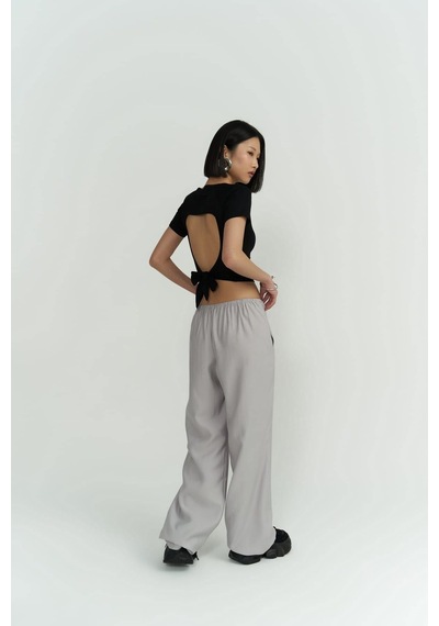 Mai Collection Mai Studios Co. Perla Vatkalı Siyah Crop Bluz Siyah