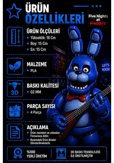 Bonnie Five Nights At Freddy's Figür 18 Cm Koleksiyon Figürü