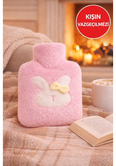 Pembe Peluş Sıcak Su Torbası Regl Ağrısı & Kış İçin El Isıtıcı Renkli