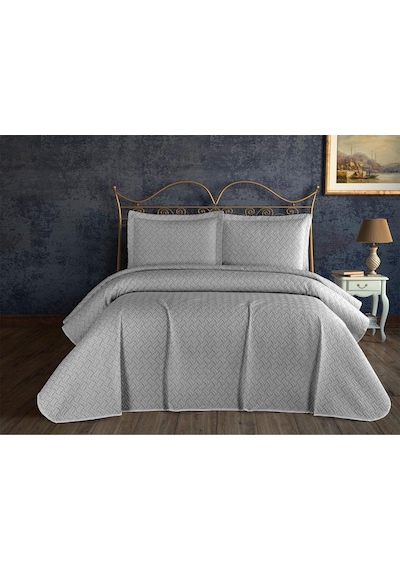 Selin Çift Kişilik Yatak Örtüsü Gri