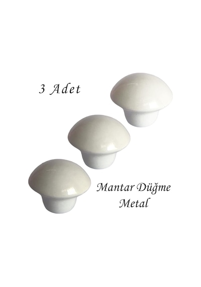 3 Adet Beyaz Mantar Düğme Kulp Mobilya Çekmece Dolap Kapak Kulbu Metal Kulp Aksesuarları Vidalı