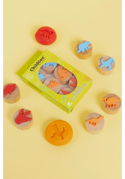 Childgen Ahşap Damga Set 6lı - Dinozorlar Çok  Renkli
