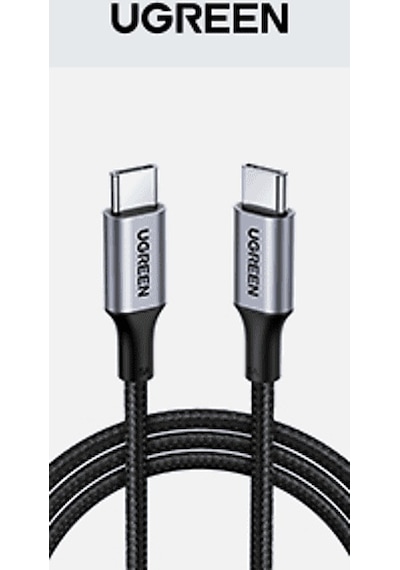 Ugreen Usb-c To Usb-c 100w 5a Qc Pd Örgülü Hızlı Şarj Kablosu 3 M Siyah