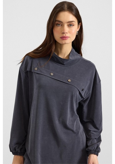 Olcay Metal Aksesuarlı Premium Kumaş Sweat Pantolon Takım Lacivert 9404-tk