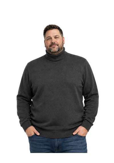 Battalmoda Erkek Büyük Beden Antrasit Düğmeli Polo Yaka Triko Kazak 3xl-4xl-5xl-6xl