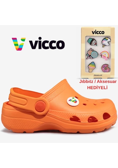 Vicco Didim Jıbbıtz Aksesuar Hediyeli Ortopedik Unisex Çocuk Terlik Turuncu