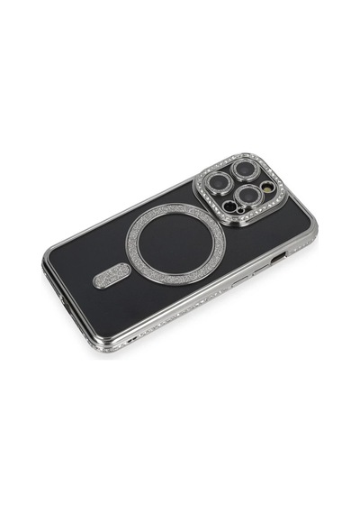 Apple Uyumlu iPhone 14 Pro Max Uyumlu Kılıf Joke Simli Magneticsafe Kılıf - Gri