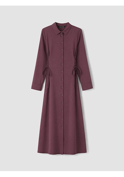 Lcw Modest Bordo Bağlama Detaylı Modal Karışımlı Gömlek Elbise
