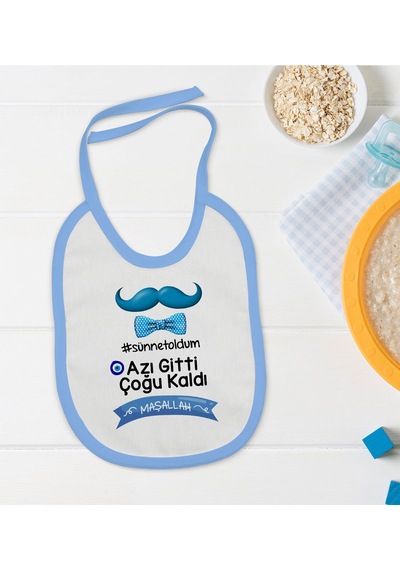 BK Kids Sünnet Tasarımlı Mavi Bebek Mama Önlüğü-7
