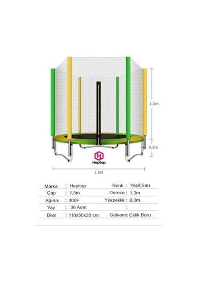 Fileli Trambolin 140 Cm - Türkiyede Tek Katlanabilir Trambolin