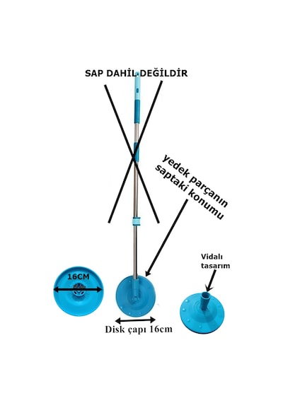 Motek Turbo Sap Yedek Disk Döner Başlıklı Mop Setler İçindir Sadece Yuvarlak Disk Kısmıdır