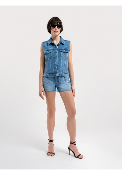 Regular Fit Kadın Yelek Denim