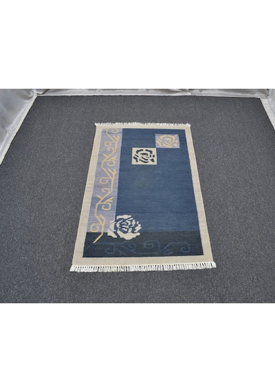 Zehra Abla Halı Yeni El Dokuma Nadir Modern Güllü Çiçekli Yün Kilim 7040 Çok Renkli