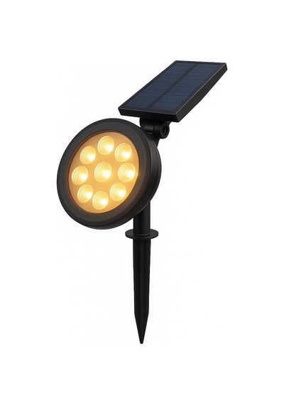 18w Güneş Enerjili Bahçe Armatürü 9 Led 3200k Günışığı, Ip65 Su Geçirmez Solar Spot Lamba, 200 Lümen, K Genel