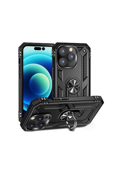 Apple Uyumlu iPhone 14 Pro Max Kılıf Tam Koruma Çift Katmanlı İbiza Sert Silikon Kapak Siyah