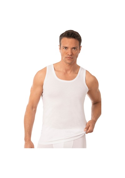 Özkan Underwear Özkan 0050 2'li Paket Erkek Pamuklu Süprem Esnek Rahat Kalın Askılı Atlet Beyaz