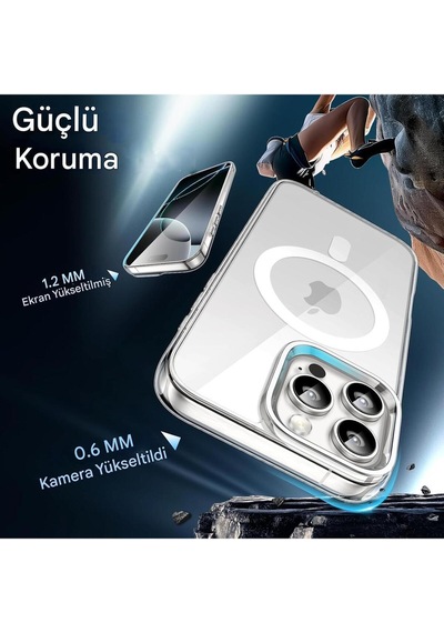 Apple Uyumlu iPhone 16 Pro Şeffaf Magsafe Kılıf Safe Şeffaf
