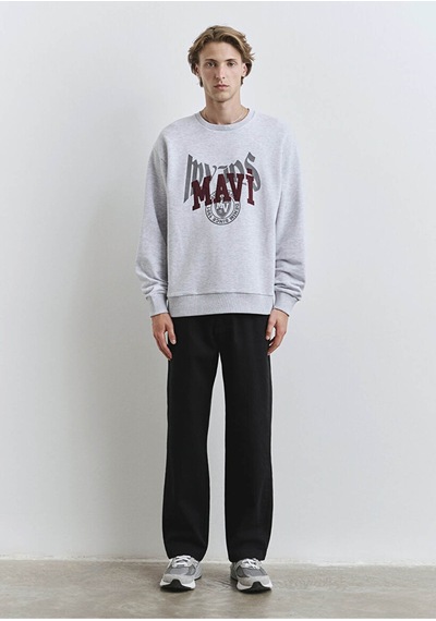 Mavi Erkek Mavi Baskılı Sweatshırt Kar Melanj 0s10389-82498 Gri
