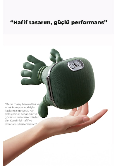 Robo Ovmalı,ısıtıcılı İnsan Eli Şeklinde Şarjlı Masaj Aleti Yeşil