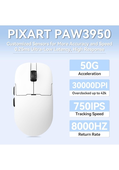 Aj159 Apex 8k Oyun Mouse, 3 Modlu Tft Ekranlı Manyetik Şarj İstasyonu,paw3950 Sensör, 56 Gram Diğer