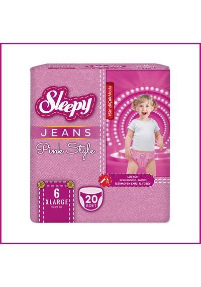 Sleepy Pink Jeans Külot Bez 6 Numara Xlarge 20 Adet