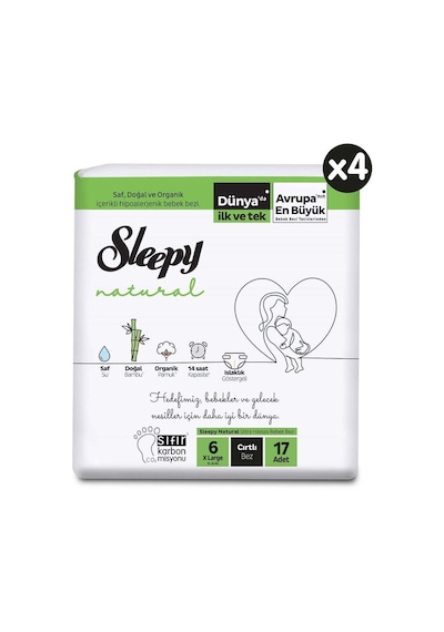 Sleepy Natural Aylık Paket Bebek Bezi 6 Numara Xlarge 68 Adet