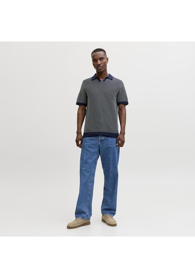 Jack & Jones Erkek Regular Fit Split Yaka Triko Tisört - Heaston - 12294733 Naval Academy