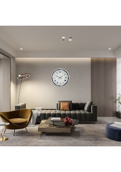 Beyaz Motifli Tasarım 52 Cm Metal Duvar Saati Diğer