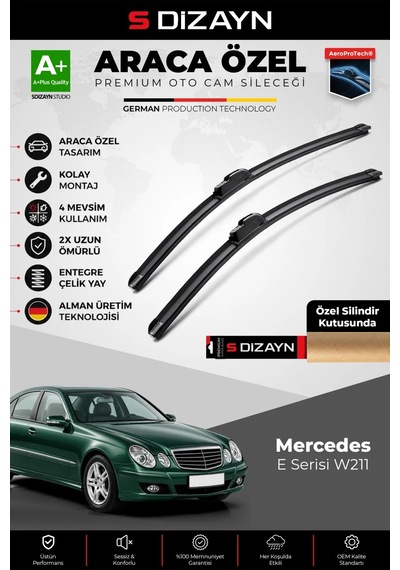 S-dizayn Mercedes-benz E Serisi W211 Ön Cam Silecek Seti 2002-2009 Premium Araca Özel 65-65 Cm A+ Ka